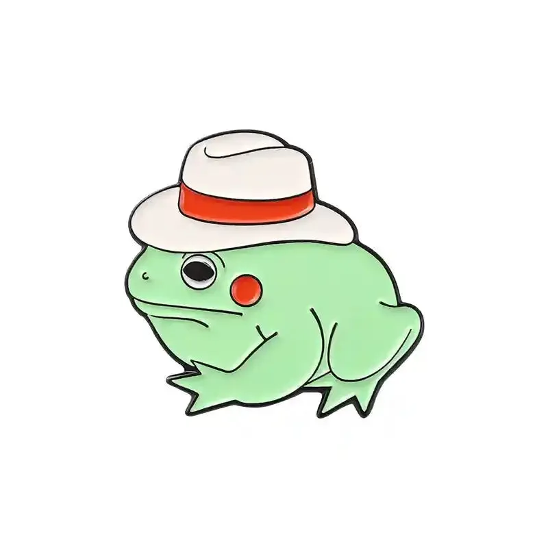 Cartoon Frog Lotus Leaf Magic Hat Brooch