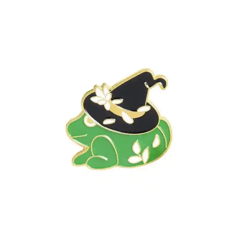 Cartoon Frog Lotus Leaf Magic Hat Brooch