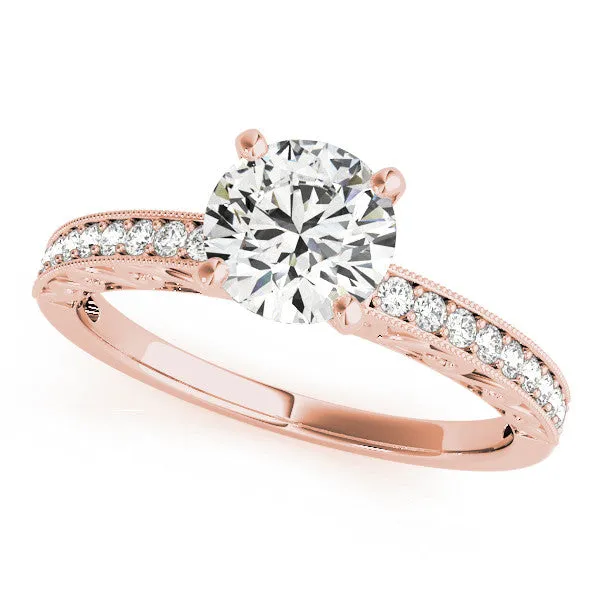 Carved Diamond Engagement Ring Setting Moissanite Center - Poca