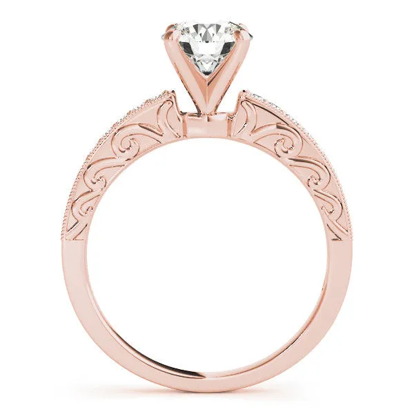 Carved Diamond Engagement Ring Setting Moissanite Center - Poca