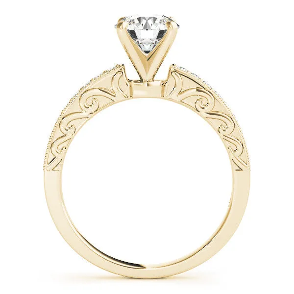 Carved Diamond Engagement Ring Setting Moissanite Center - Poca
