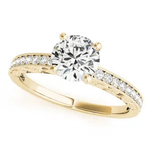 Carved Diamond Engagement Ring Setting Moissanite Center - Poca