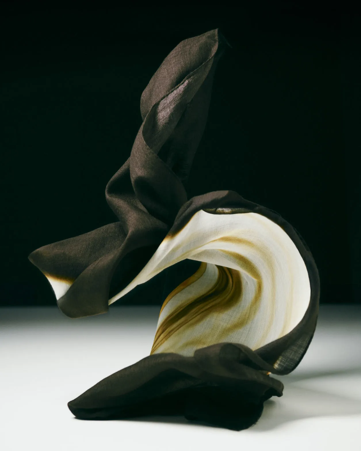 Cashmere Silk Scarf with Mocca Loop Print