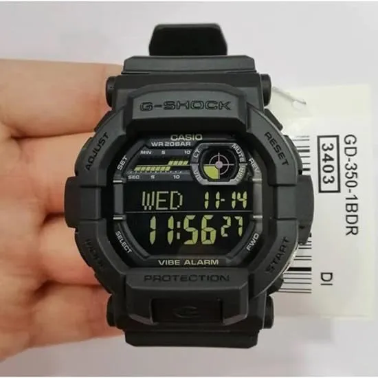 Casio Men's Black Dial Resin Band Digital G-Shock Japanese Quartz Watch - GD350-1B