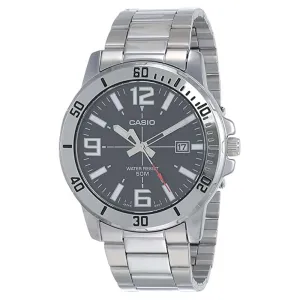 Casio Men's Black Dial Silver Stainless Steel Band Japanese Quartz Watch - MTP-VD01D-1BVUDF