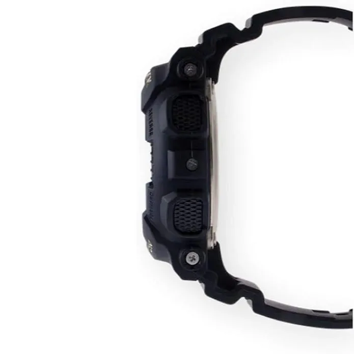 Casio Women's Black Gold Dial Black Resin Band Analog Digital G-Shock Japanese Quartz Watch - GMAS140M-1A