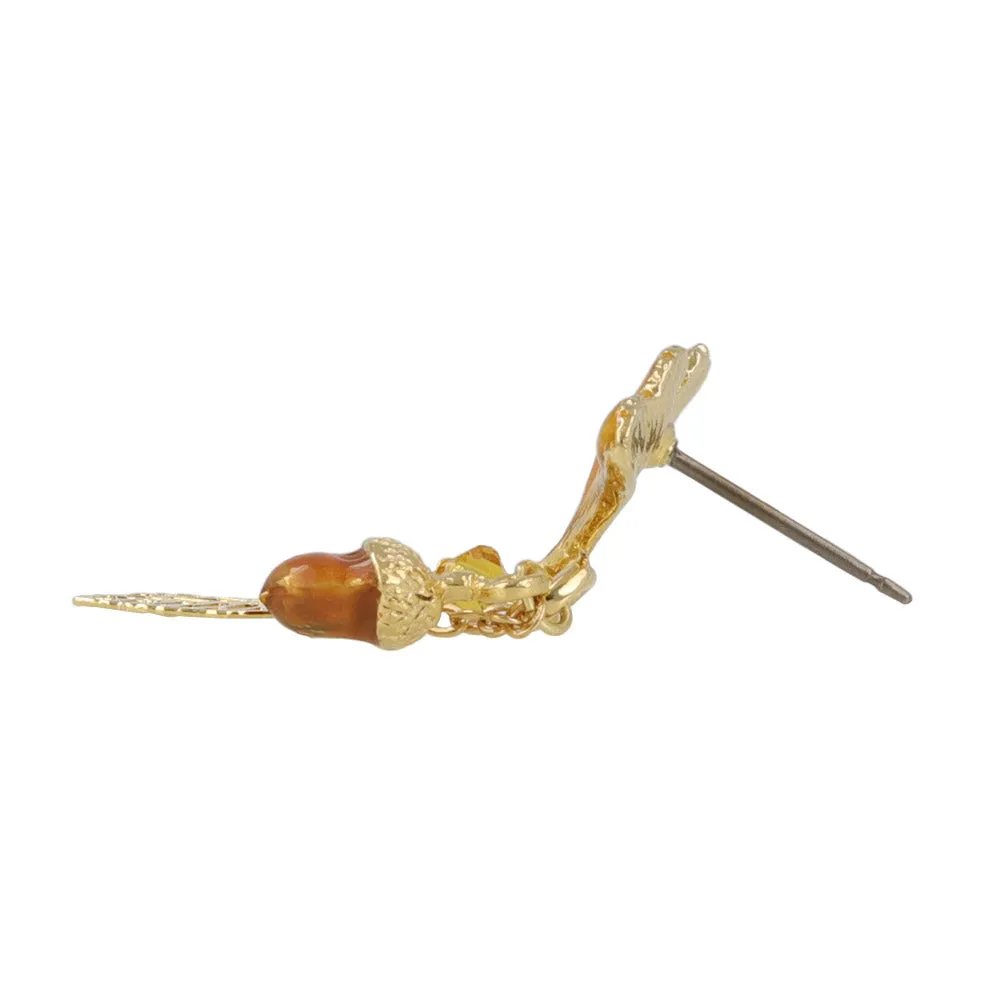 Cat and Fall Foliage Mismatched Earrings