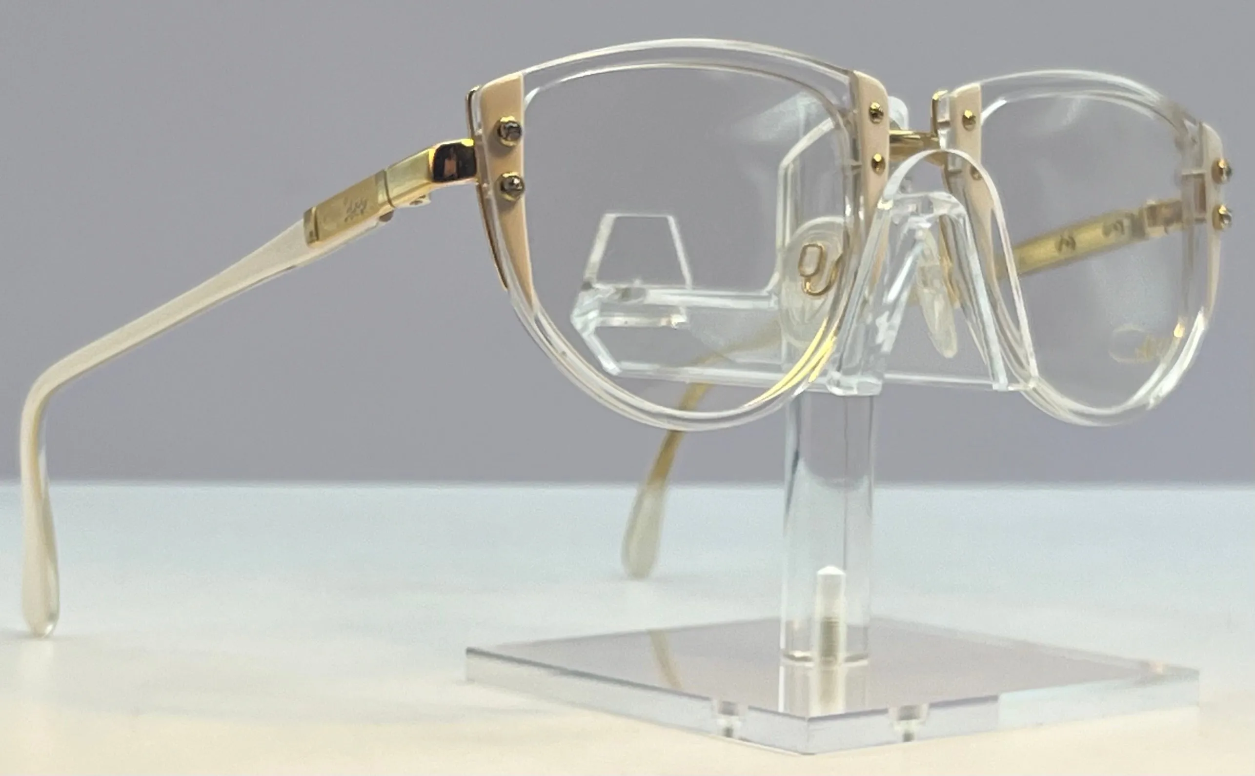 Cazal Vintage Eyeglasses-NOS-MODEL 332 COL. 180-Clear, White, Gold & Stones Frame