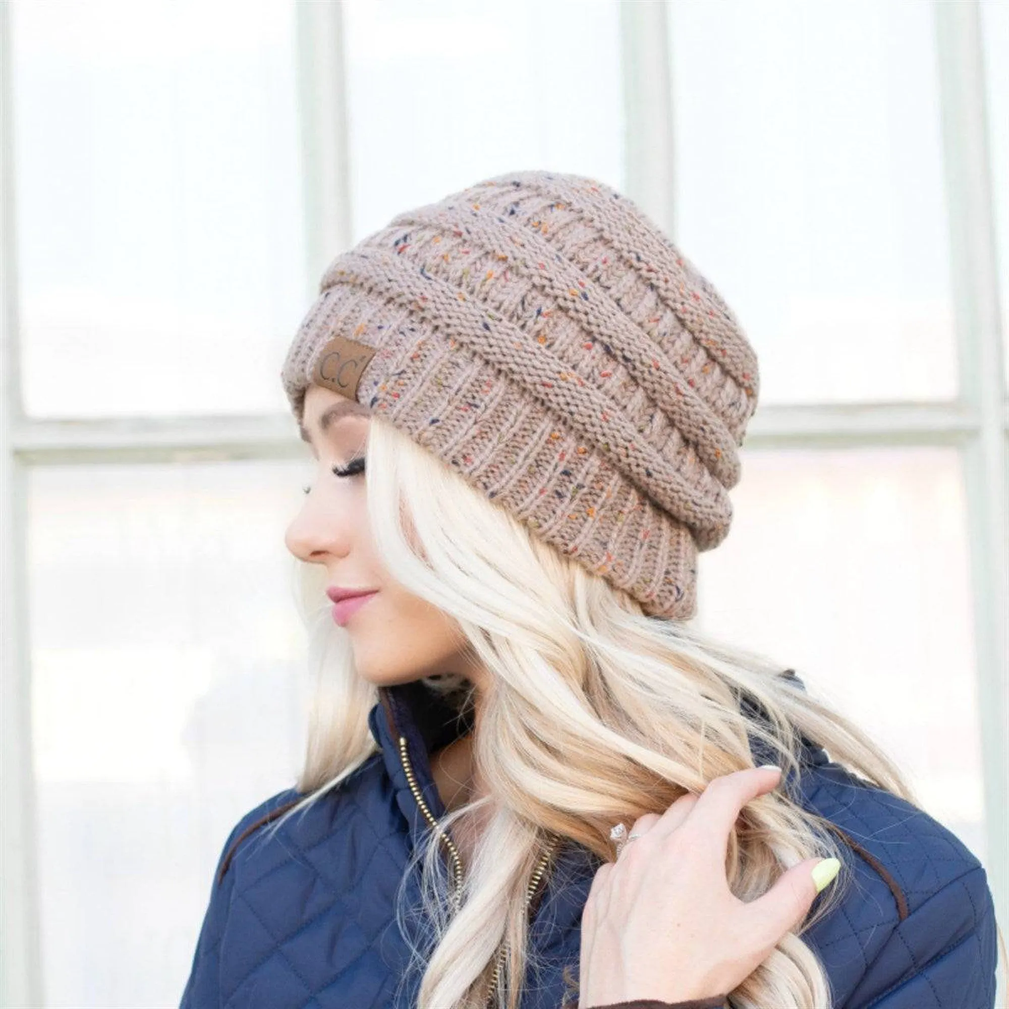 CC Cozy Confetti Cable Knit Skully Beanies Hats