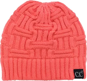 C.C Trendy Lightweight Winter Warm Chunky Soft Stretch Cable Knit Stylish Skull Hat Cap