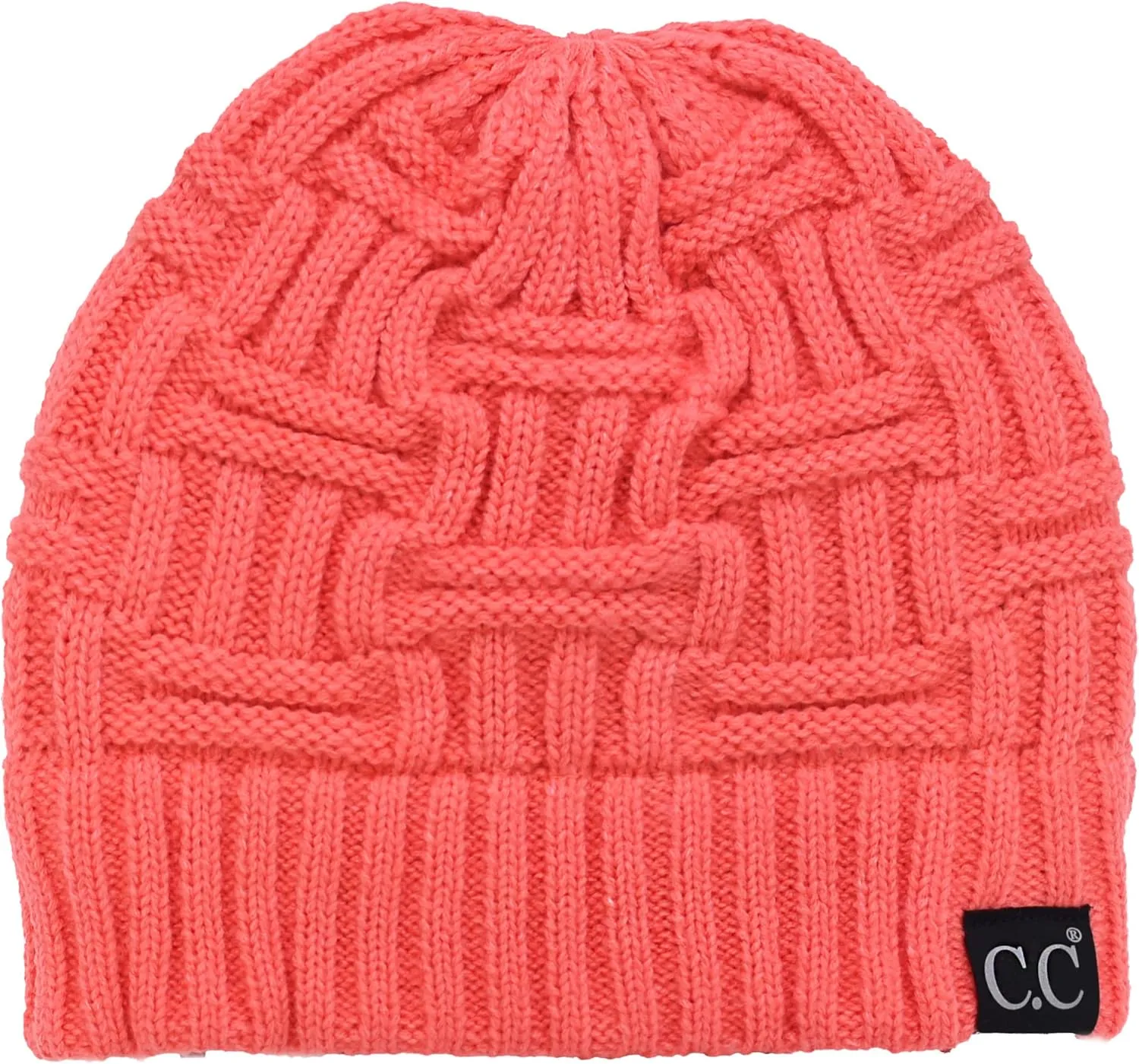 C.C Trendy Lightweight Winter Warm Chunky Soft Stretch Cable Knit Stylish Skull Hat Cap