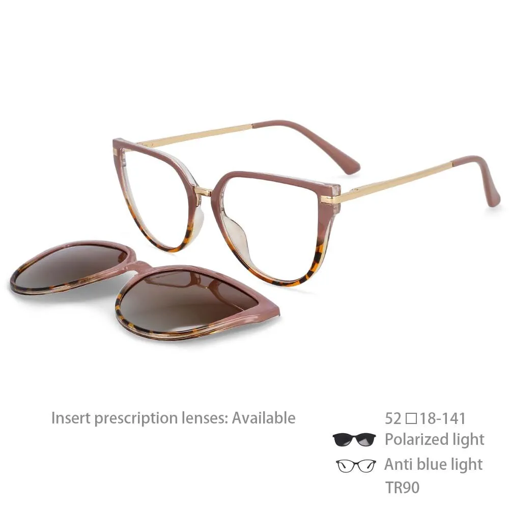 CCspace Unisex Full Rim Oversized Square Tr 90 Frame Eyeglasses Clip On Sunglasses 53791