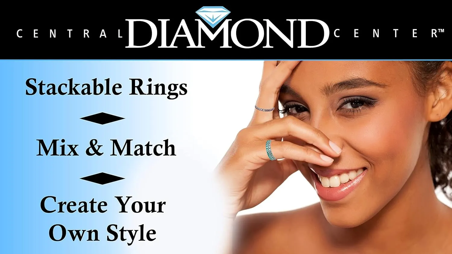 Central Diamond Center Stackable Birthstone Ring Band w/Simulated Birthstones, Sterling Silver