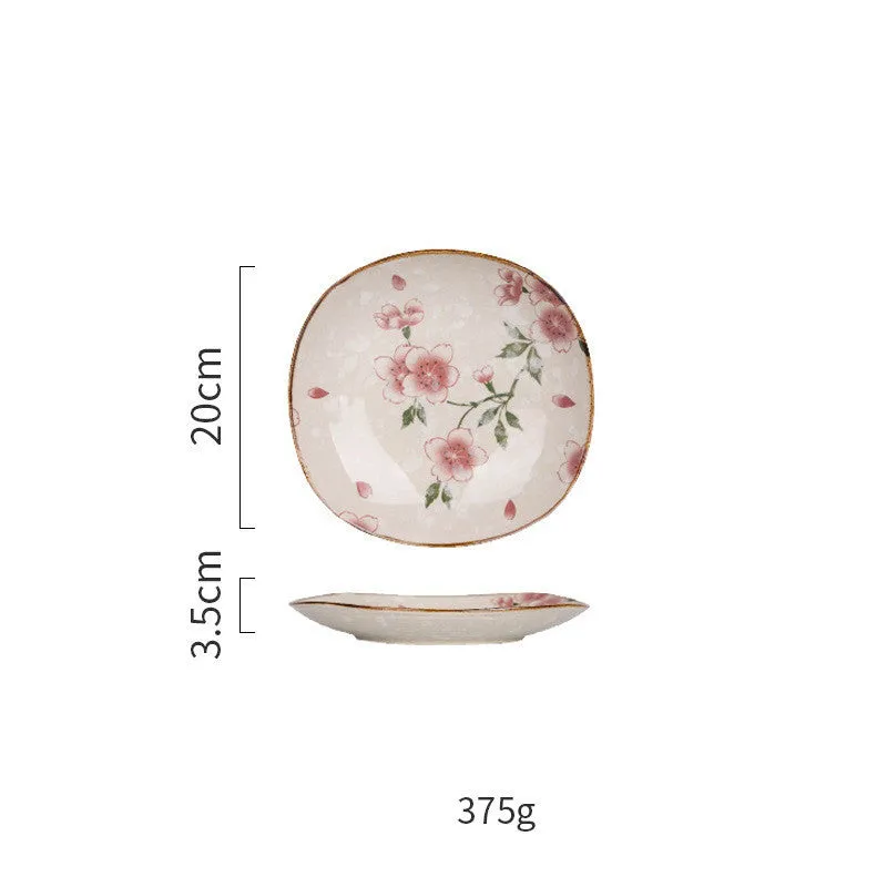 Ceramic Tableware Household Dish Plate Rice Bowl Soup Noodle Bowl High