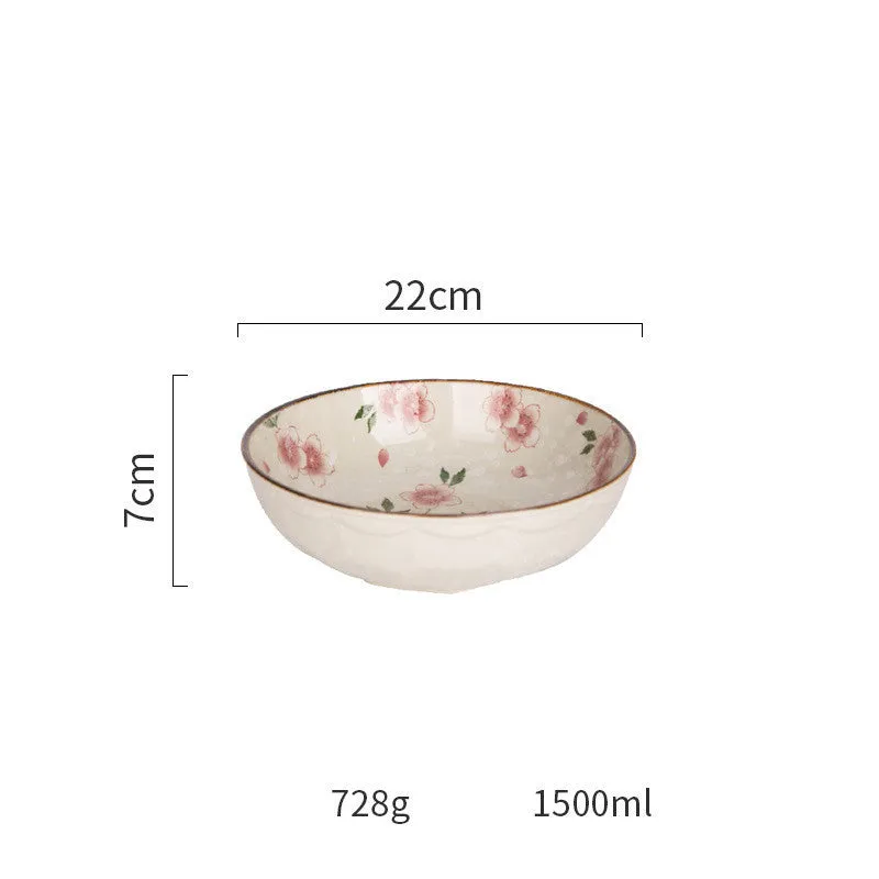 Ceramic Tableware Household Dish Plate Rice Bowl Soup Noodle Bowl High