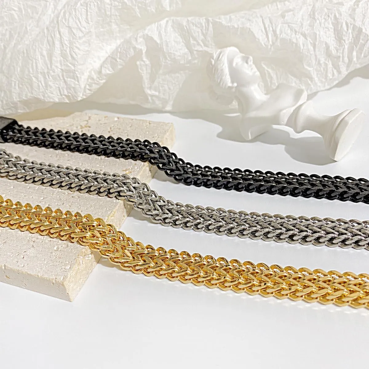 Chain Bracelet for Men Stainless Steel Franco Chain Cuban Curb Chain Wristwear Gift