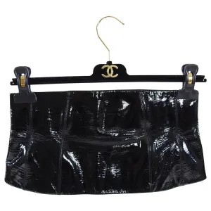Chanel 2001 Fall Black Patent Leather Wide Waist Cincher Corset Belt