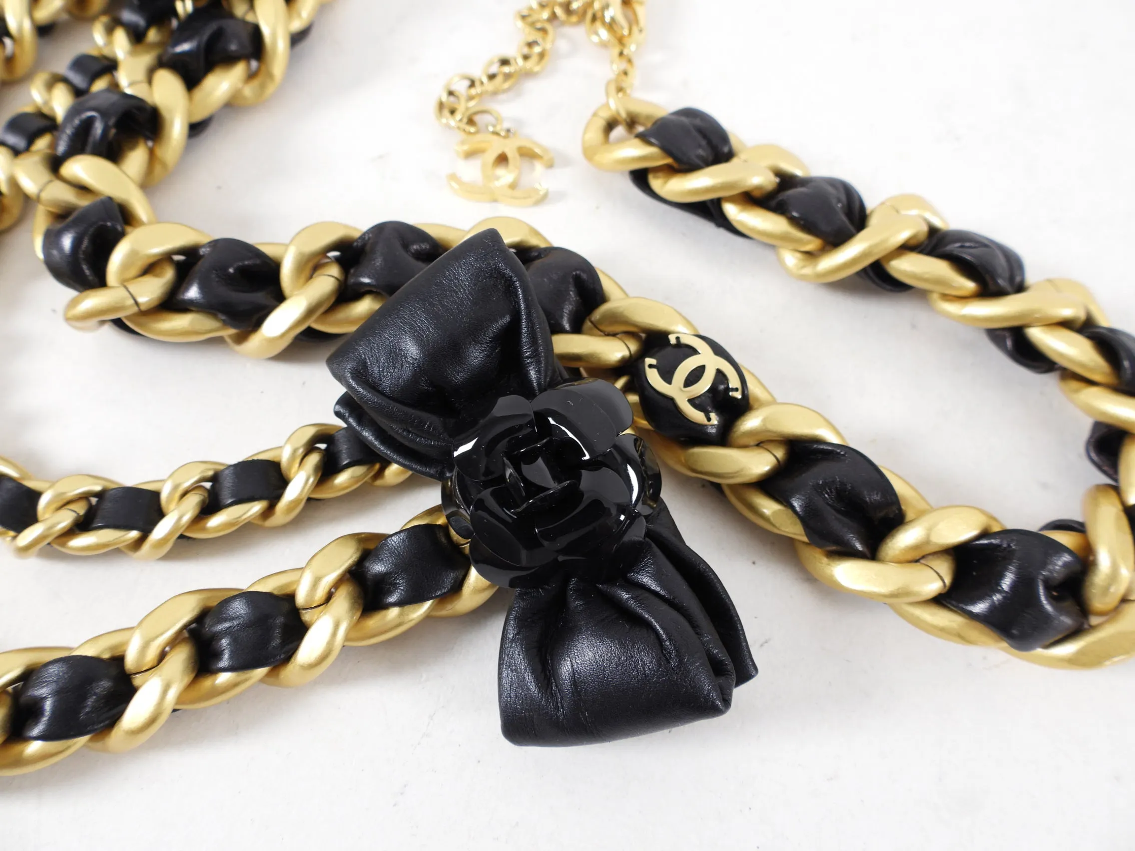 Chanel 20A Runway Chain and Lambskin Bow Belt