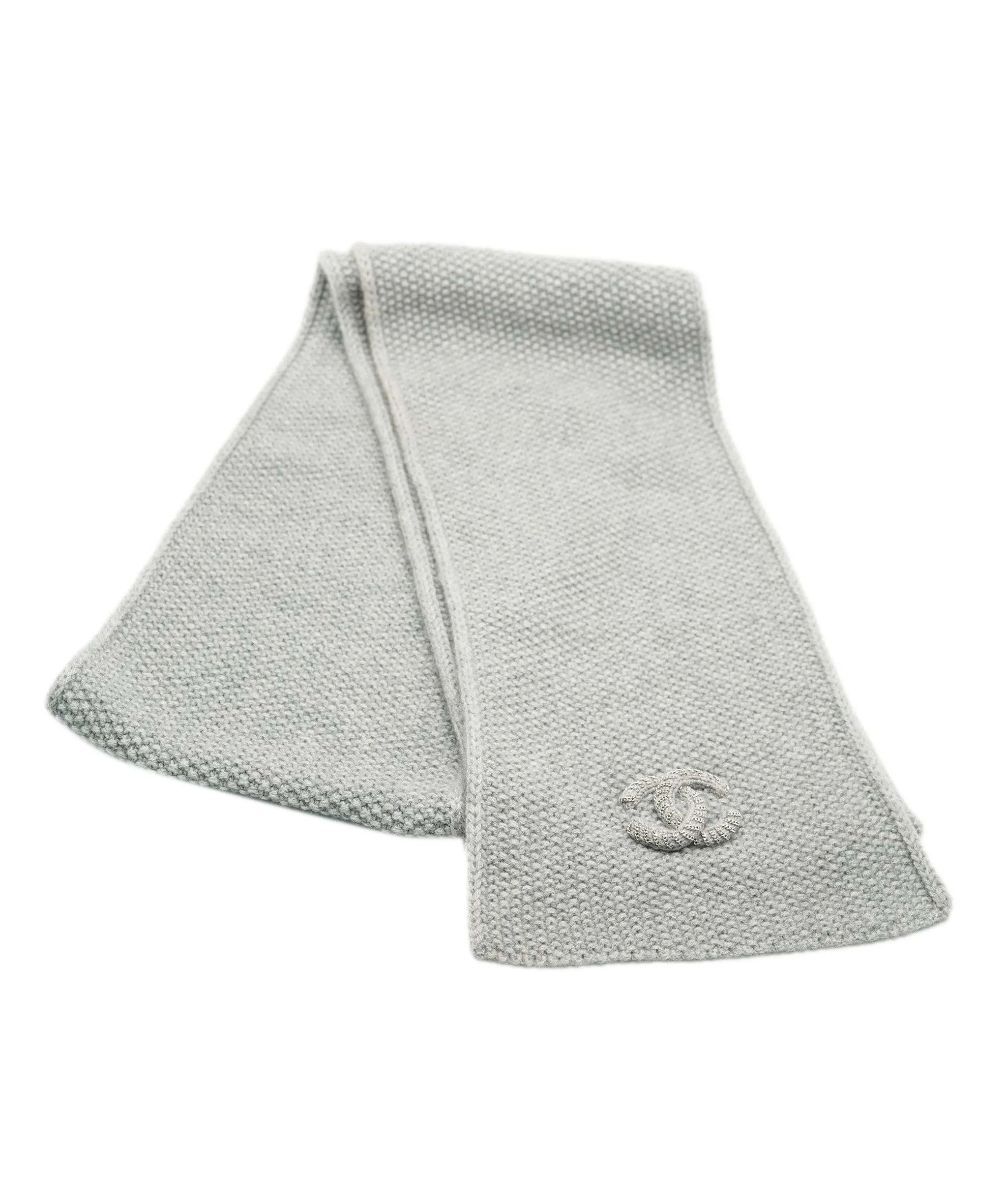 Chanel CC Cashmere Scarf Gray