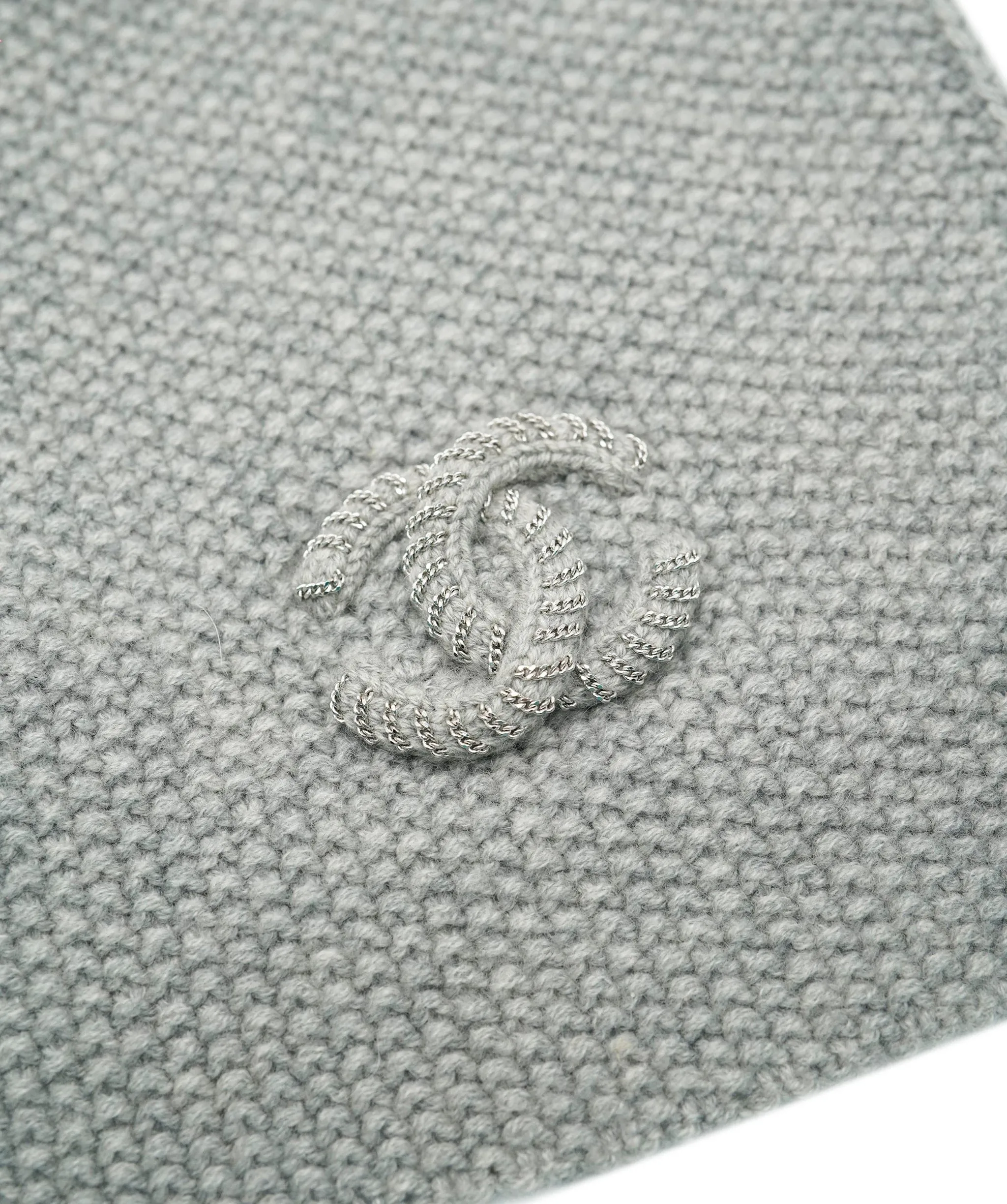 Chanel CC Cashmere Scarf Gray