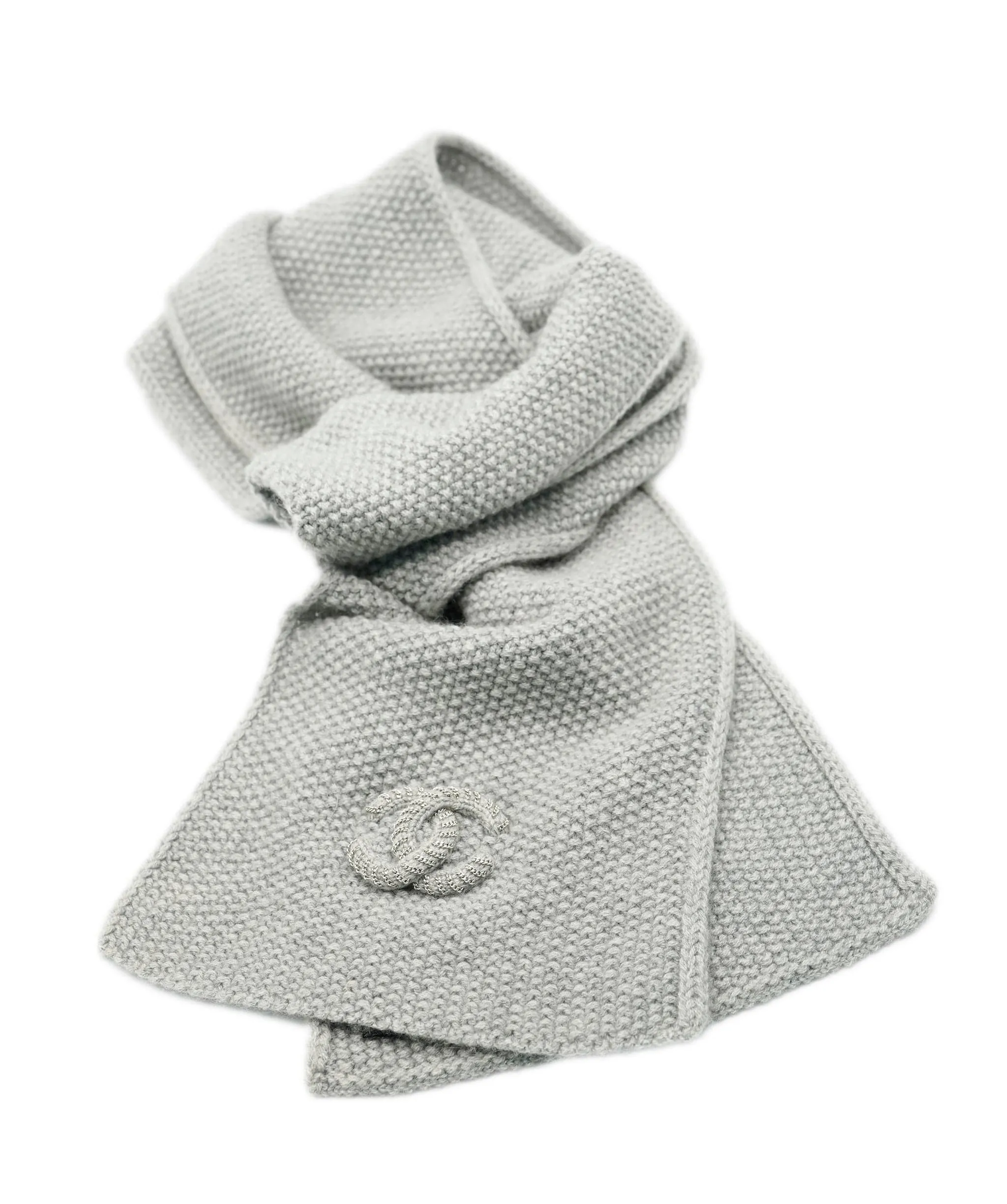 Chanel CC Cashmere Scarf Gray