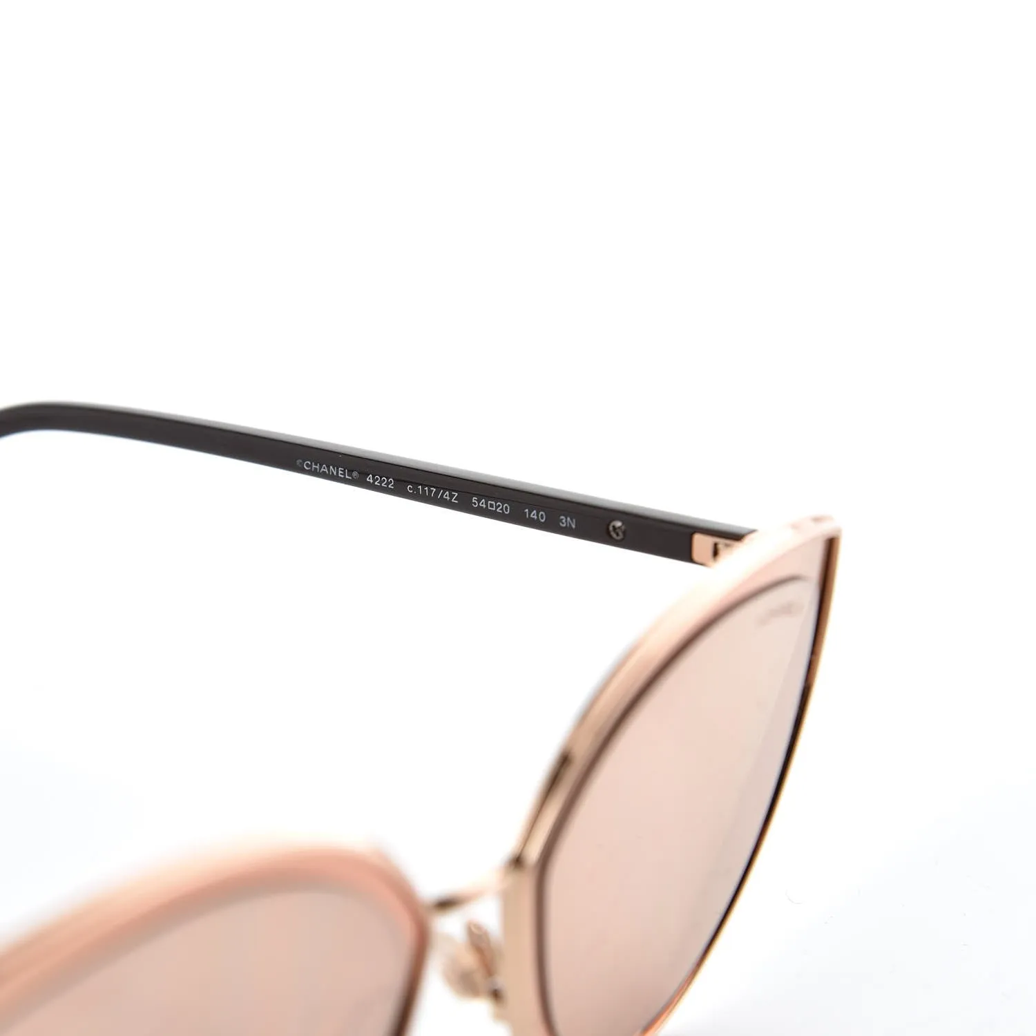CHANEL Limited Edition 18K Gold Metal Cat Eye Sunglasses 4222 Pink Gold ladies
