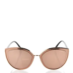 CHANEL Limited Edition 18K Gold Metal Cat Eye Sunglasses 4222 Pink Gold ladies