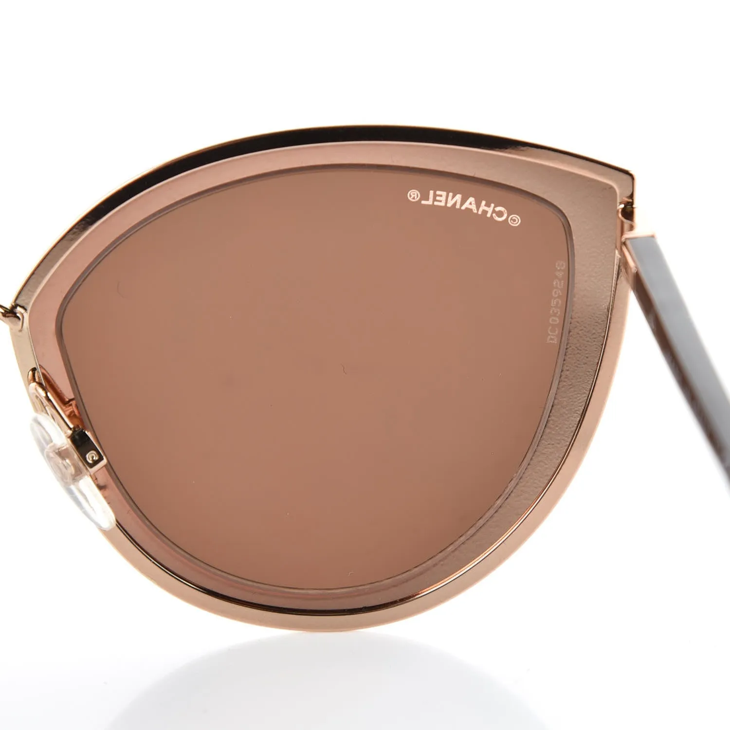 CHANEL Limited Edition 18K Gold Metal Cat Eye Sunglasses 4222 Pink Gold ladies