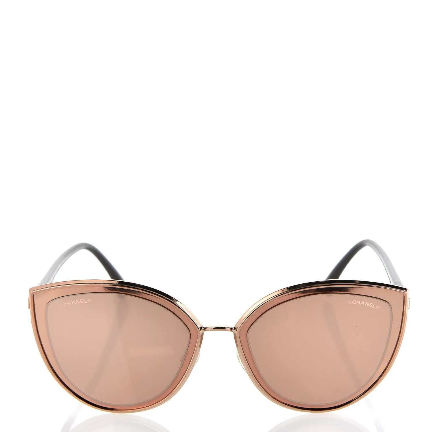 CHANEL Limited Edition 18K Gold Metal Cat Eye Sunglasses 4222 Pink Gold ladies
