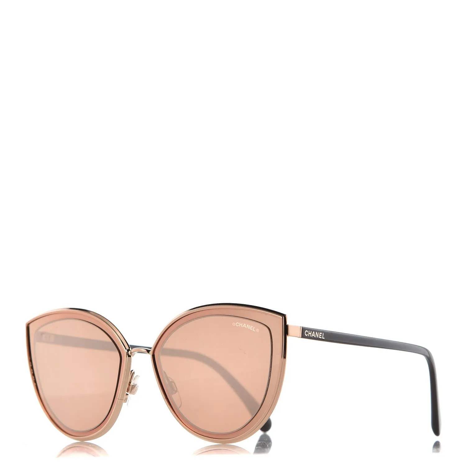 CHANEL Limited Edition 18K Gold Metal Cat Eye Sunglasses 4222 Pink Gold ladies