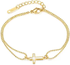 Charm Beach Chain Bracelet for Women - Cute Dainty 14k Gold Filled Waterproof Bracelets Friendship Jewelry Gifts