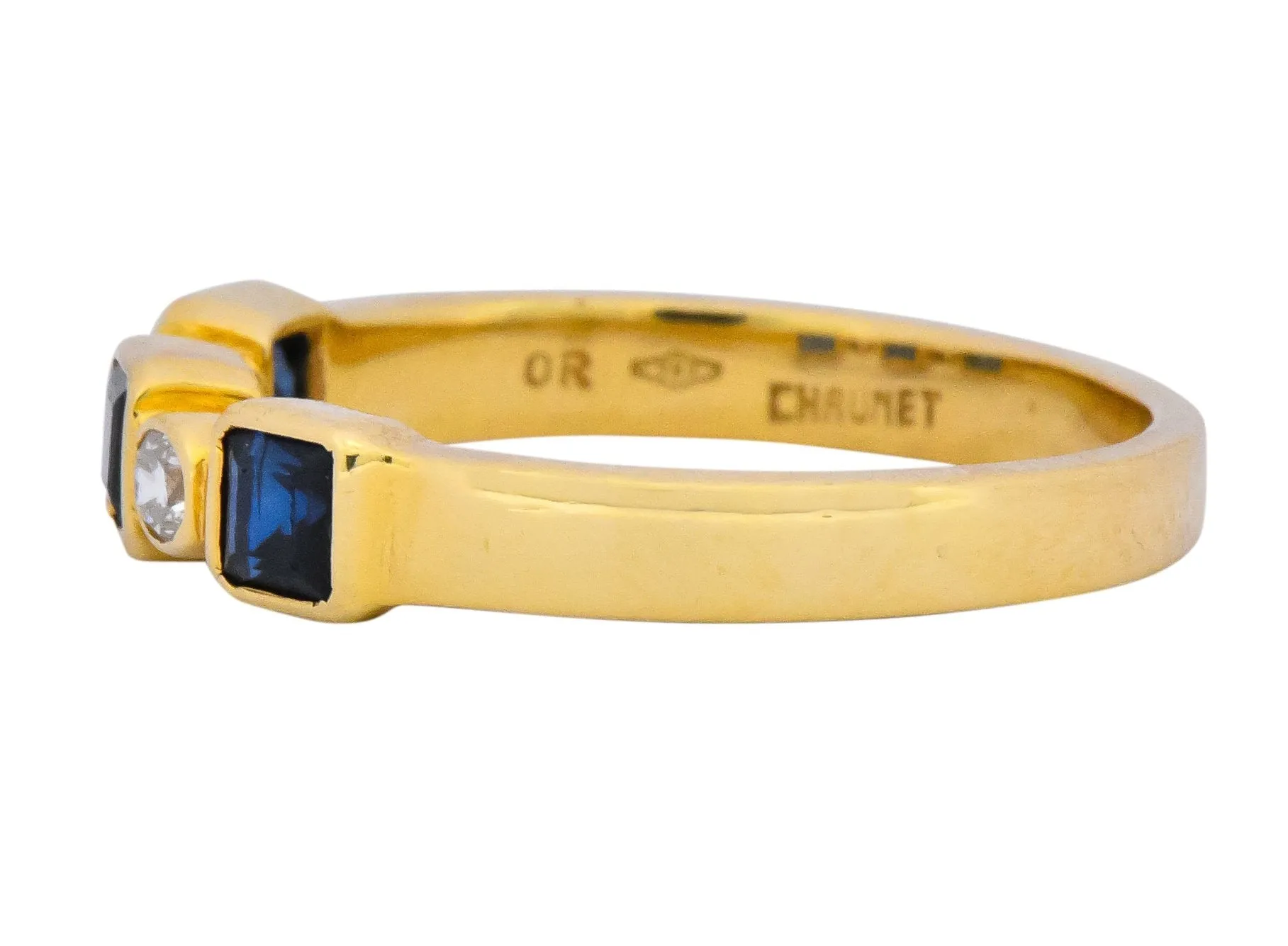 Chaumet Paris Sapphire Diamond 18 Karat Gold Stacking Ring