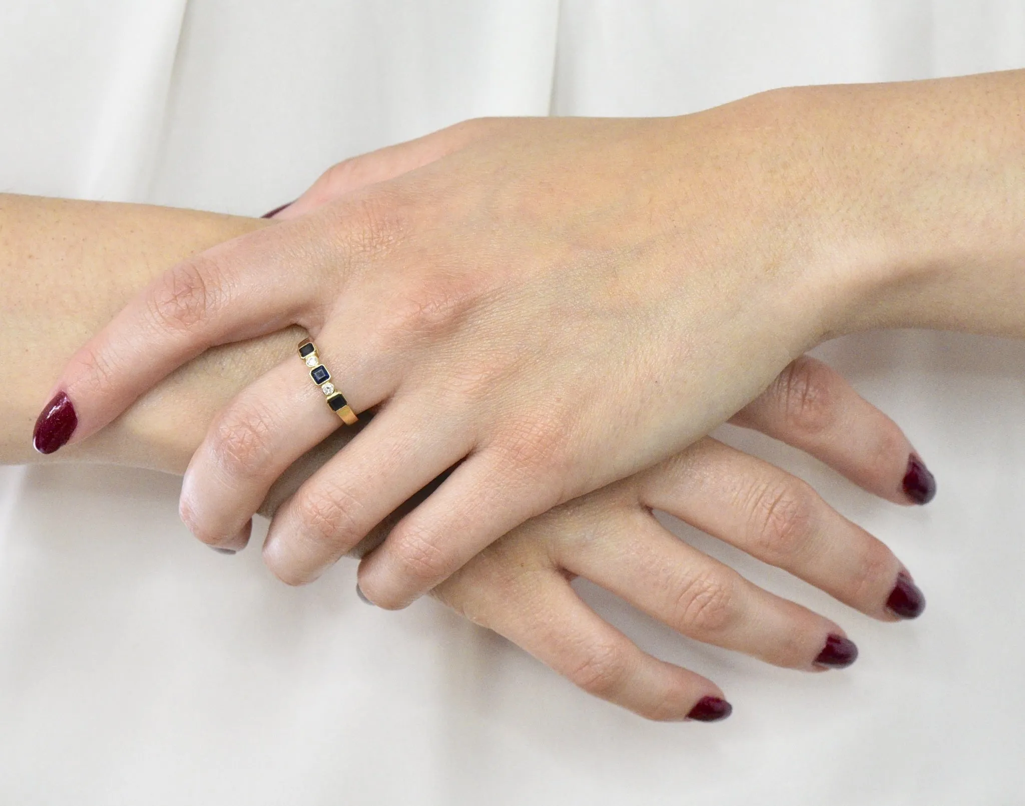 Chaumet Paris Sapphire Diamond 18 Karat Gold Stacking Ring