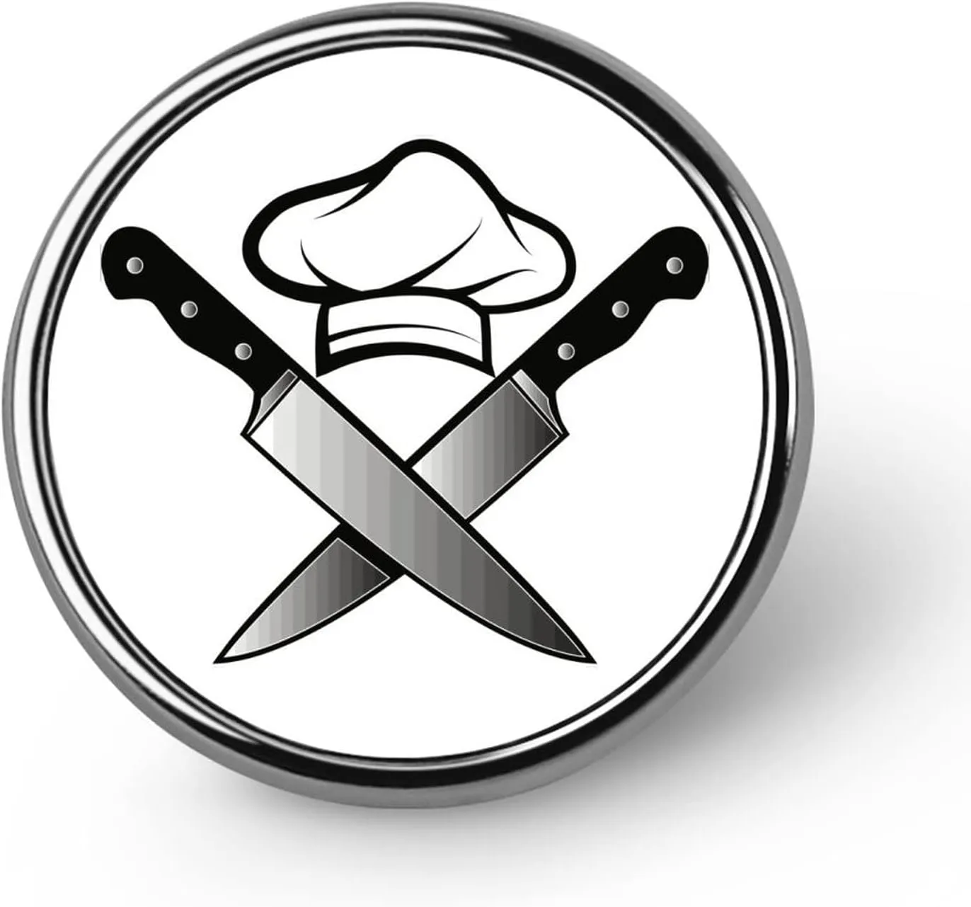 Chef Hat Knives Funny Round Brooch Pin Lapel Tie Pin Jewelry Decoration Badge for Men Women Trendy