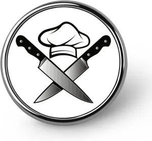 Chef Hat Knives Funny Round Brooch Pin Lapel Tie Pin Jewelry Decoration Badge for Men Women Trendy