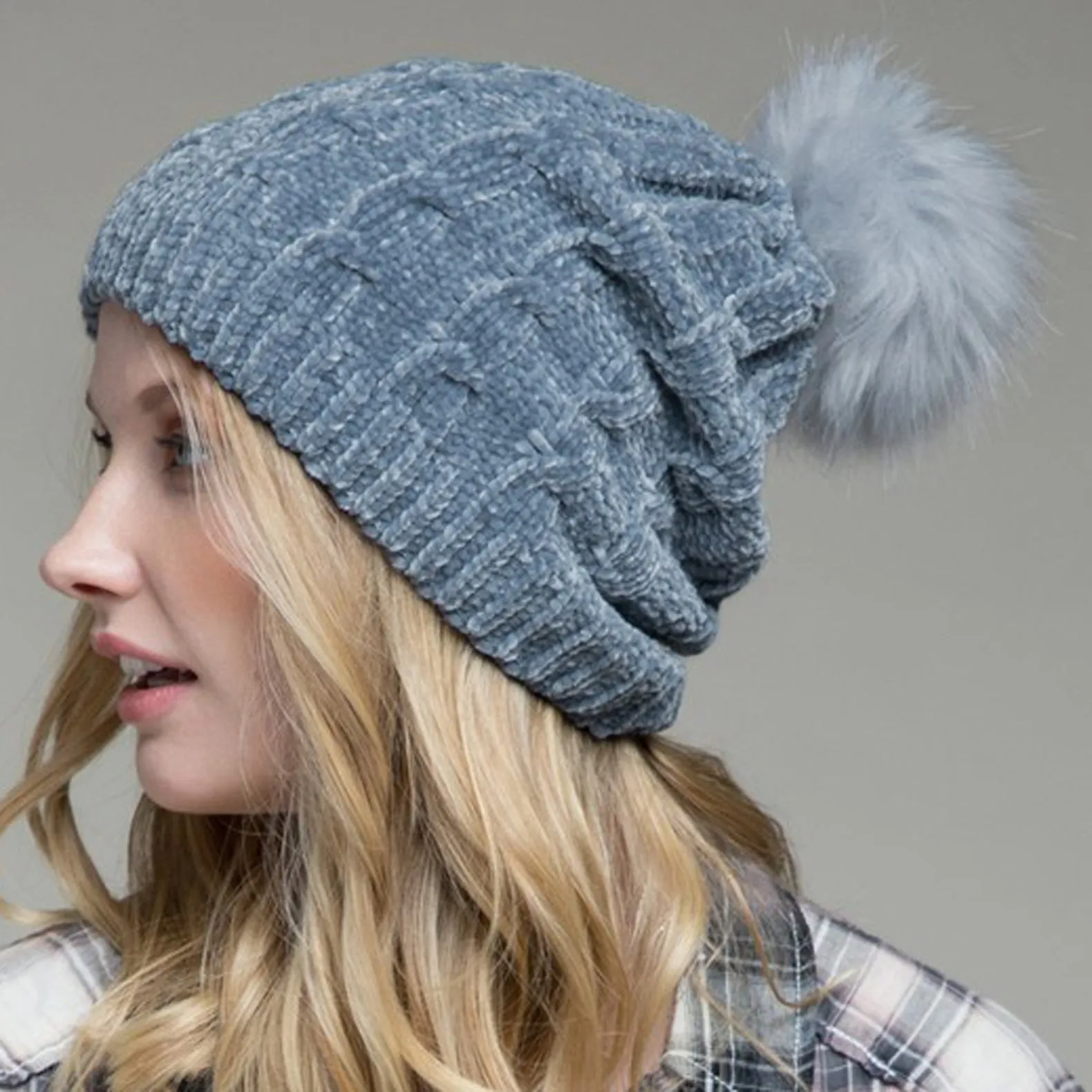 Chenille Cable Knit Beanie