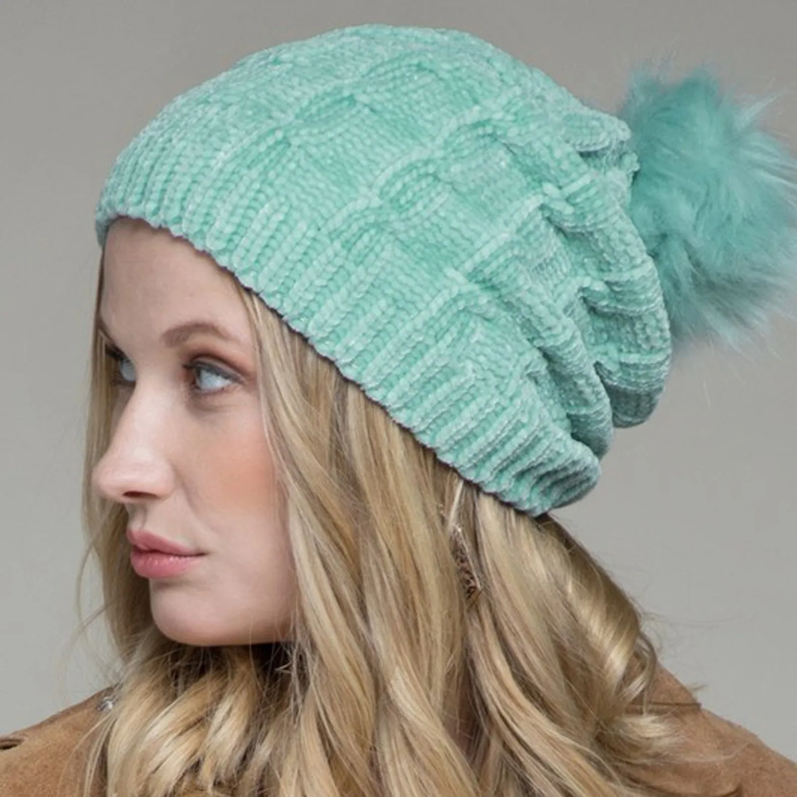 Chenille Cable Knit Beanie