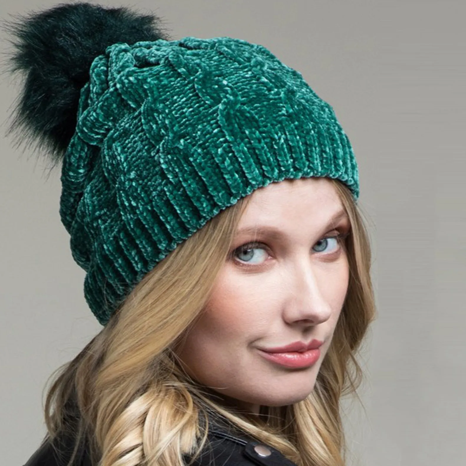 Chenille Cable Knit Beanie
