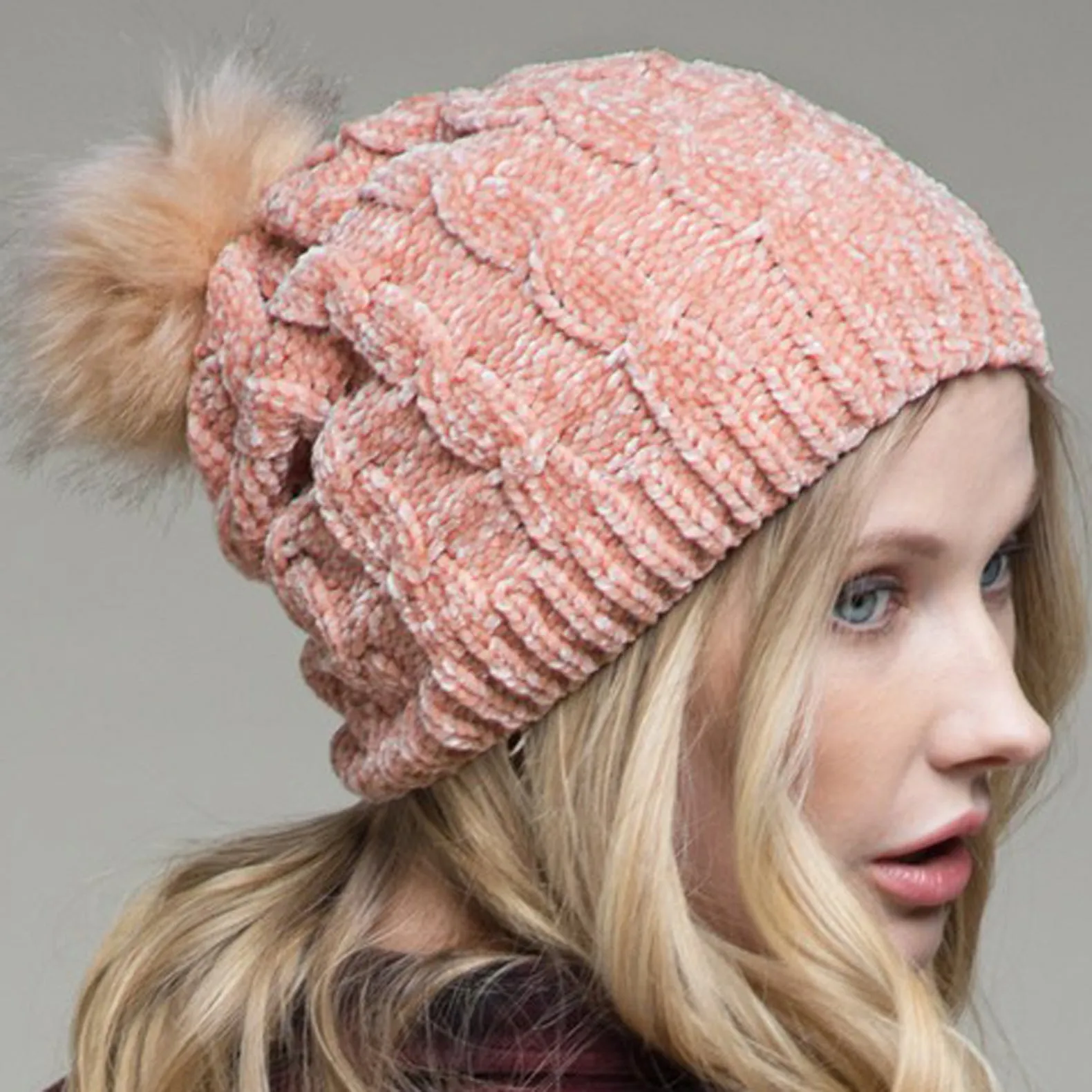 Chenille Cable Knit Beanie
