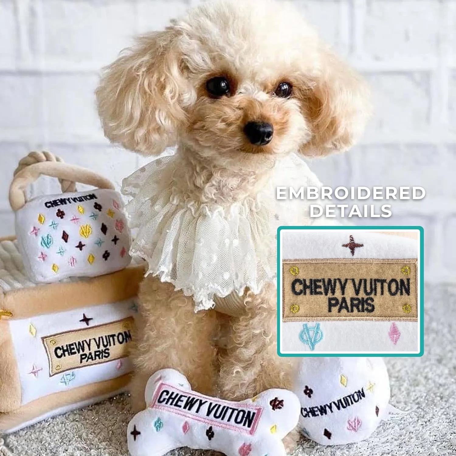 chewy vuitton purse - white