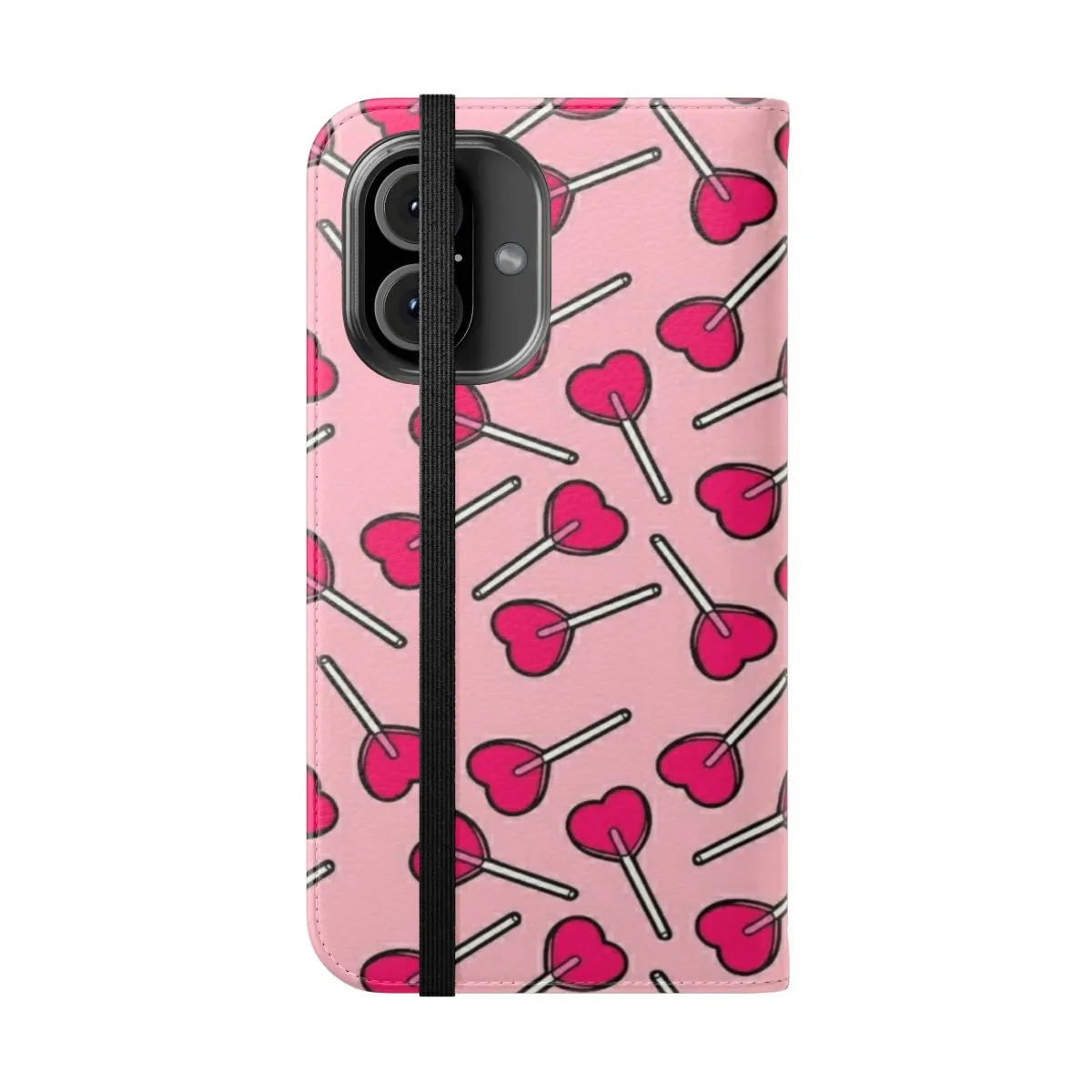 Chic Pastel Pink Flip Phone Case with Cute Kawaii Design