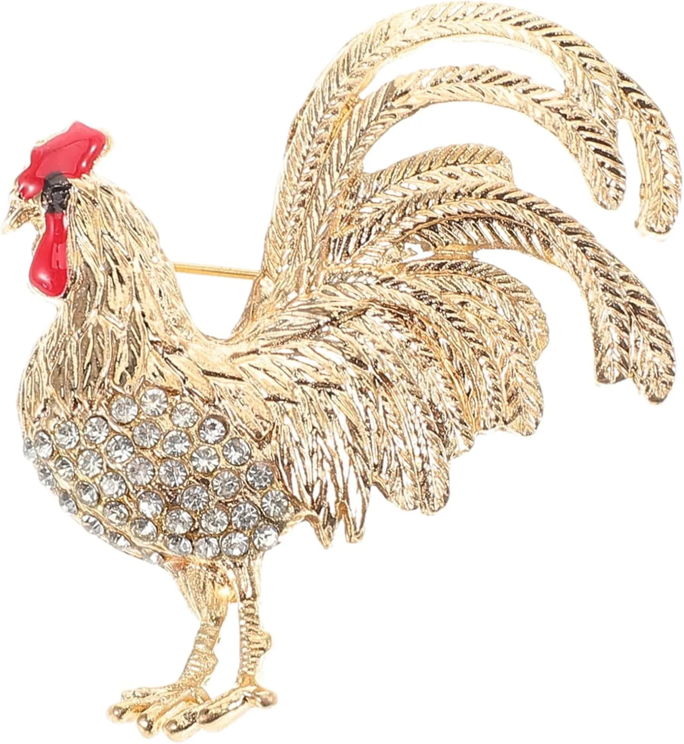 Chicken Brooch Lapel Pin Rooster Ornament Rhinestone Brooch Pin Coat Brooch Women Shirt Brooch Pins