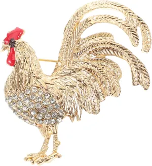 Chicken Brooch Lapel Pin Rooster Ornament Rhinestone Brooch Pin Coat Brooch Women Shirt Brooch Pins