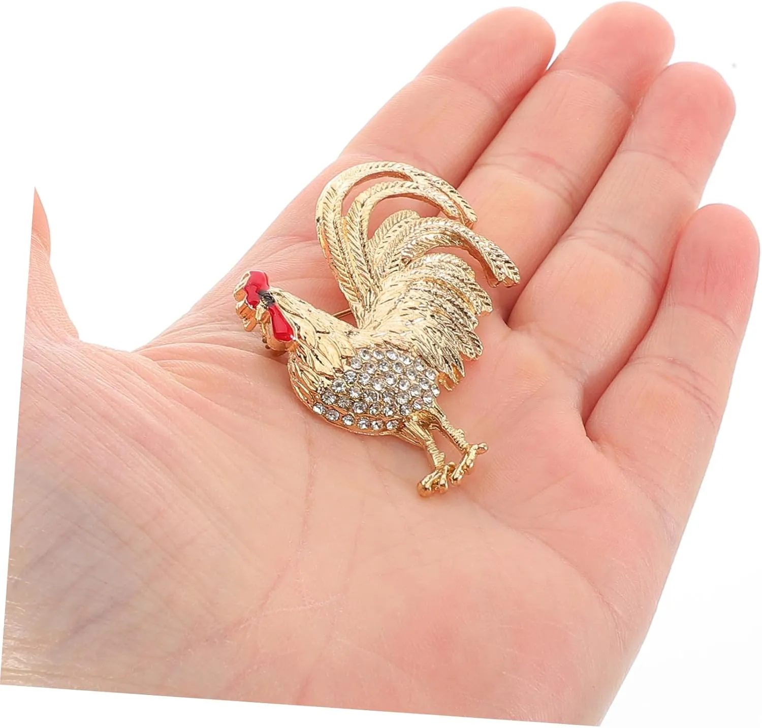 Chicken Brooch Lapel Pin Rooster Ornament Rhinestone Brooch Pin Coat Brooch Women Shirt Brooch Pins