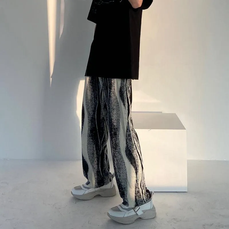 Chicmy-Korean style, Korean men's outfit, minimalist style, street fashion No. 1751 THIN PLEATED WIDE PANTS