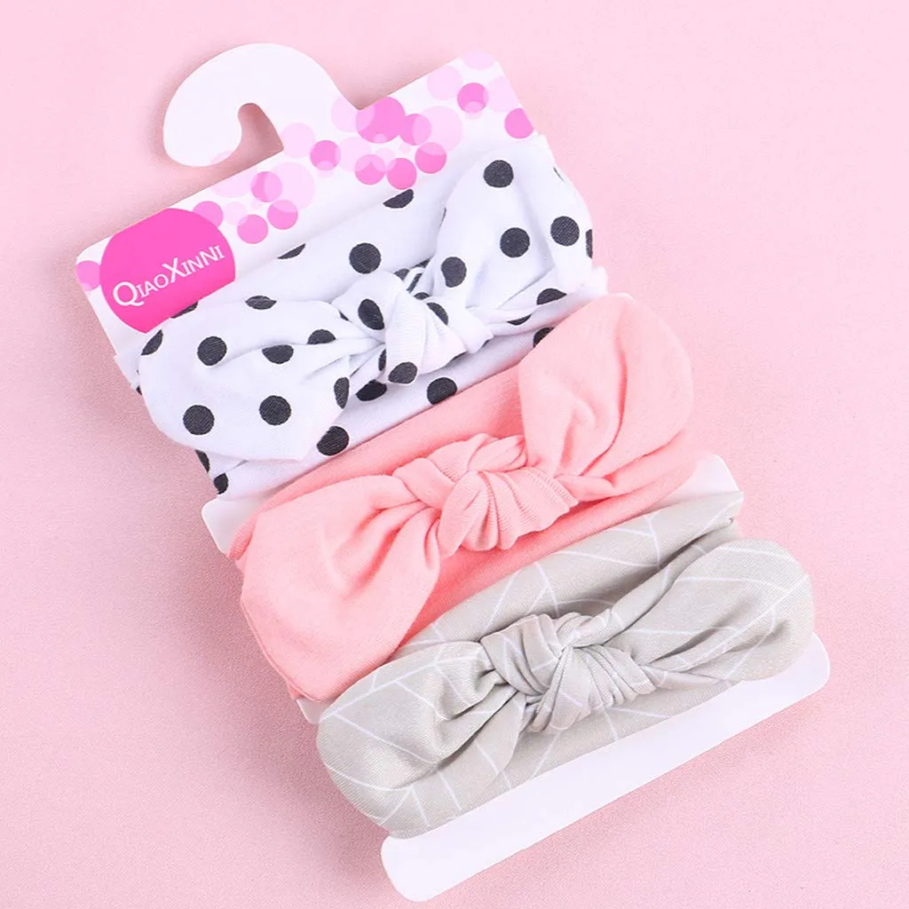 Children Elastic Headbands Accessories Hairband Bowknot Floral Headband Elastic Baby Girls Kids 3Pcs (Grey, One Size)