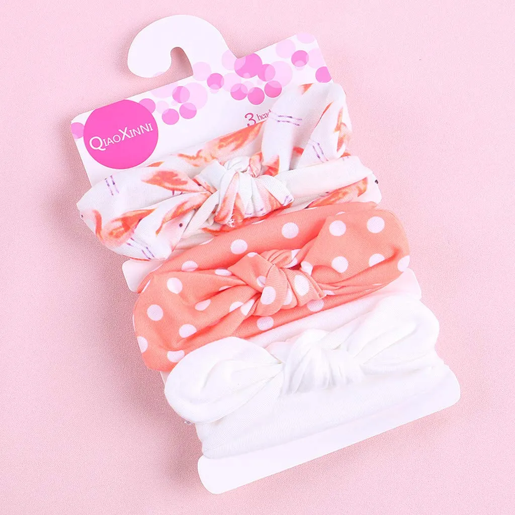 Children Elastic Headbands Accessories Hairband Bowknot Floral Headband Elastic Baby Girls Kids 3Pcs (White, One Size)