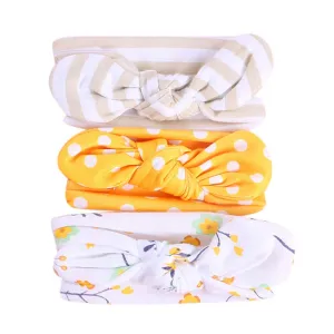 Children Elastic Headbands Accessories Hairband Bowknot Floral Headband Elastic Baby Girls Kids 3Pcs (Yellow, One Size)