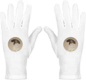 Chinese Traditional Beauty Hairpin Painting White Nylon Etiquette Gloves Wrist Protective