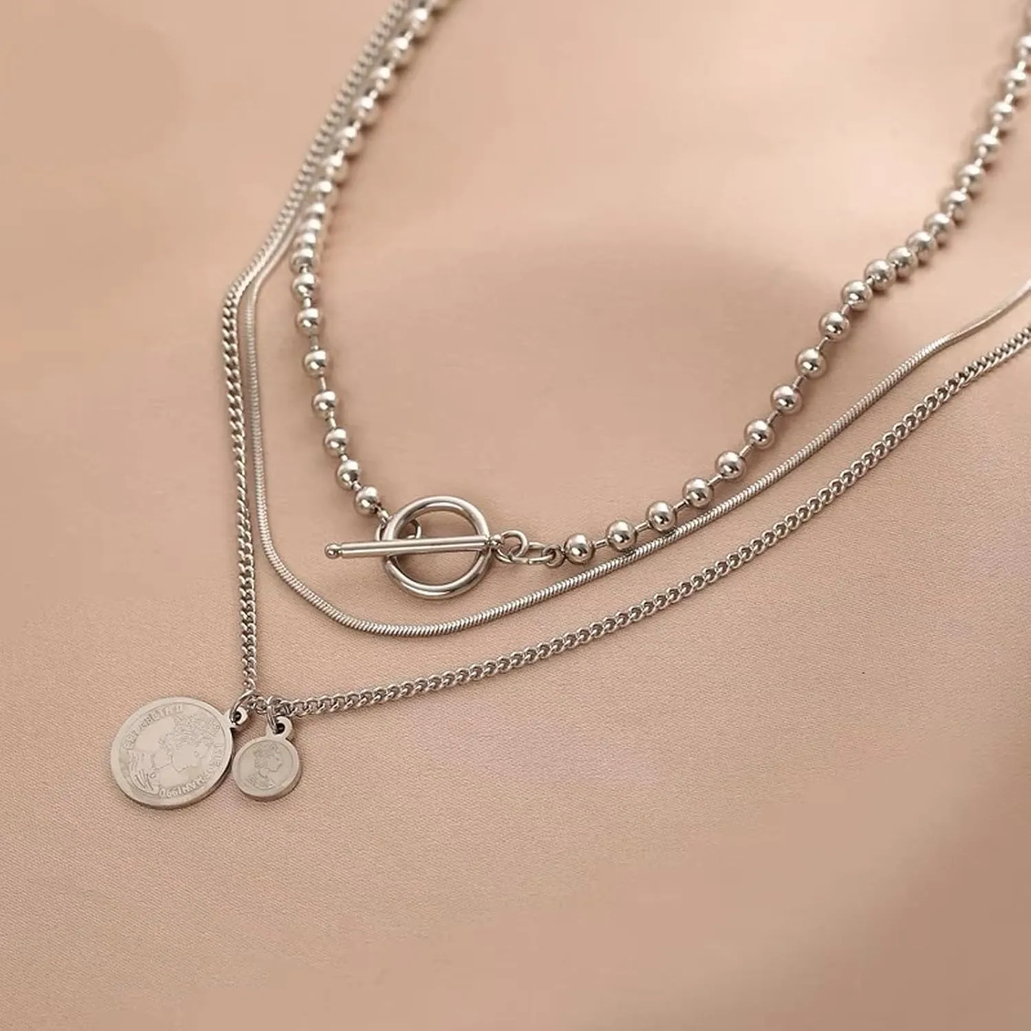 Choistily Gold Layered Necklaces for Women Gold Necklace Stack Dainty Necklace for Women Layering Herringbone Paperclip Necklace for Women Charm Necklace Gold Jewelry Gifts for Women